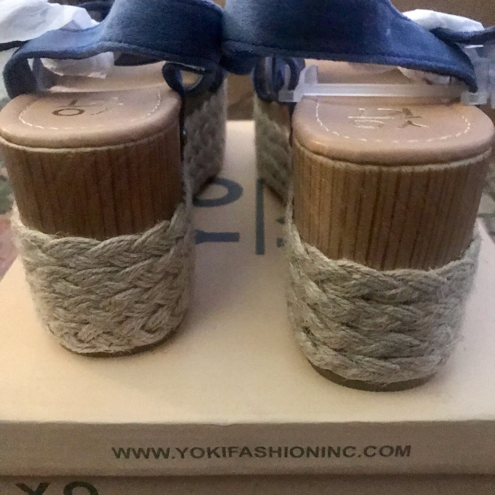 YOKI Knotted Blue Lace Platform Sandals Size 7.5 - Picture 8 of 9